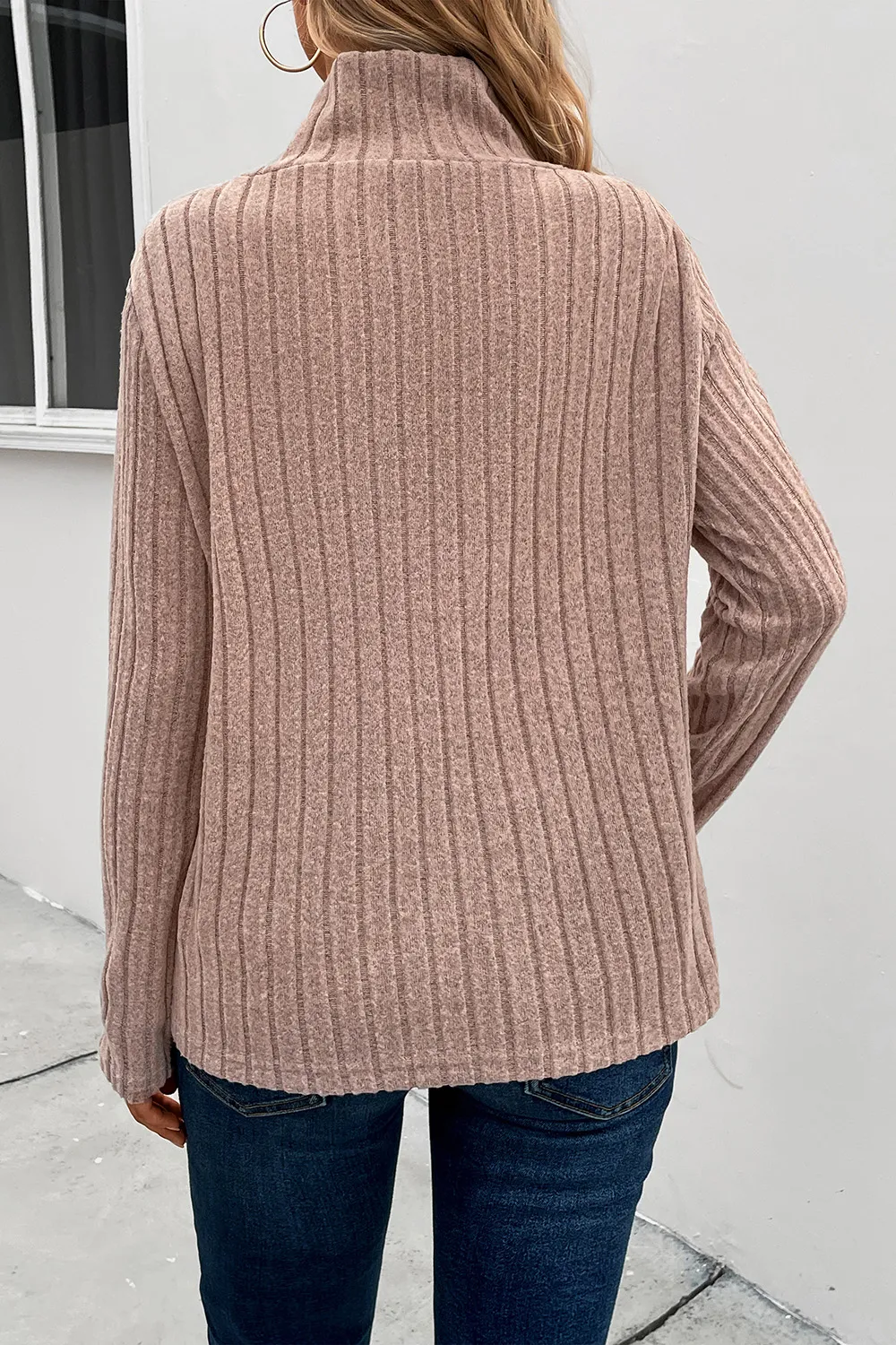 Ribbed Turtleneck Long Sleeve Sweater, image 6