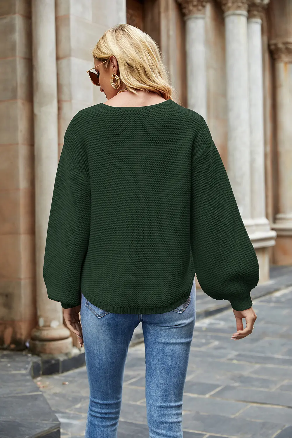 Round Neck Lantern Sleeve Sweater, image 8