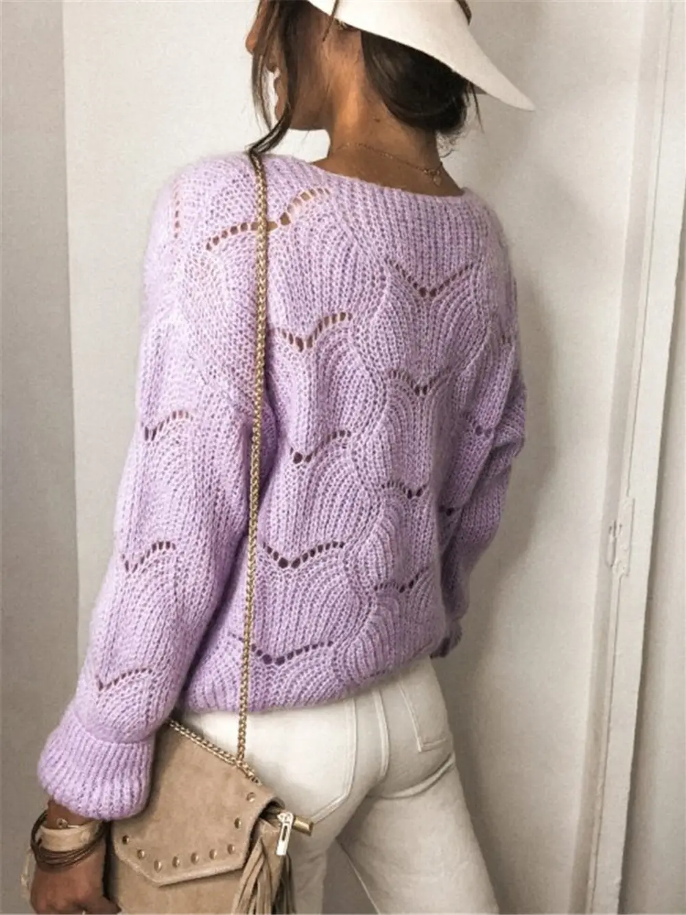 Openwork Button Up Long Sleeve Cardigan, image 9
