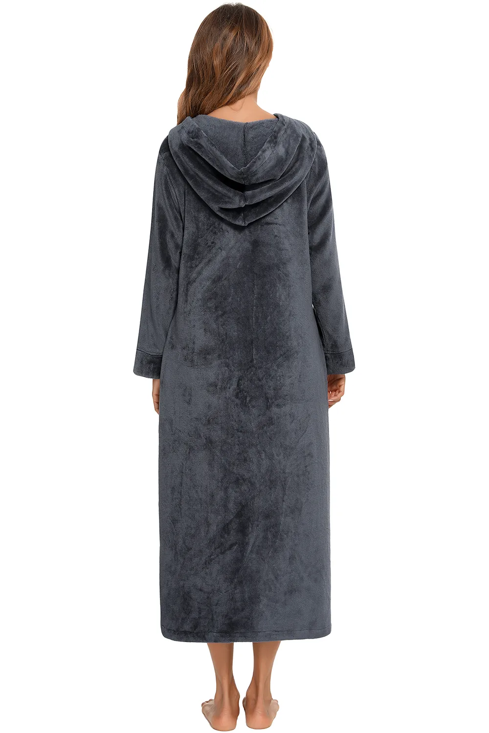 Zip Front Hooded Night Dress with Pockets, image 12