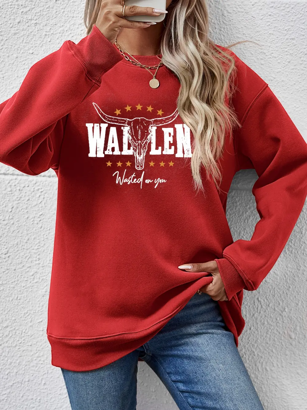 Graphic Round Neck Dropped Shoulder Sweatshirt, image 5