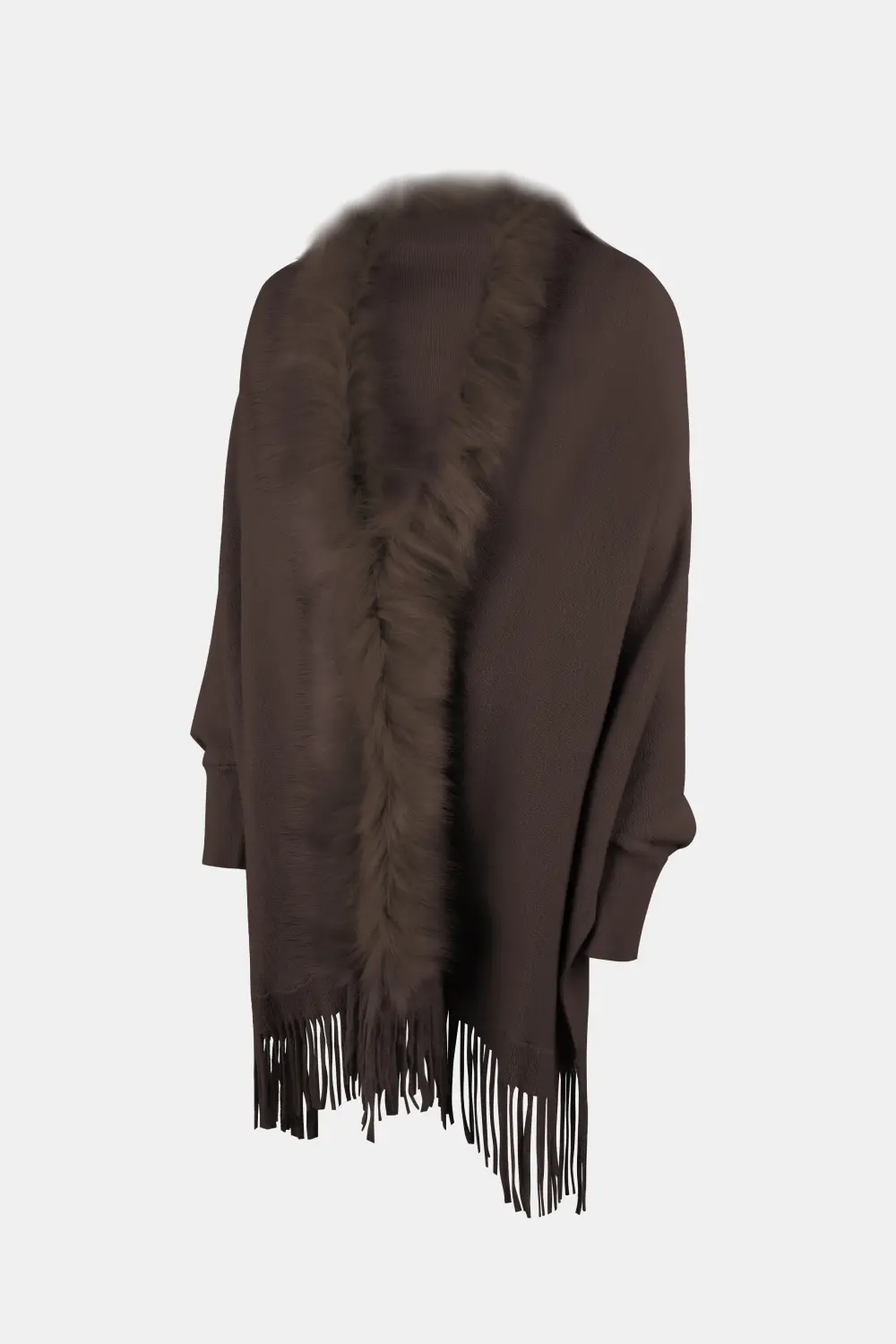 Fringe Open Front Long Sleeve Poncho, image 18