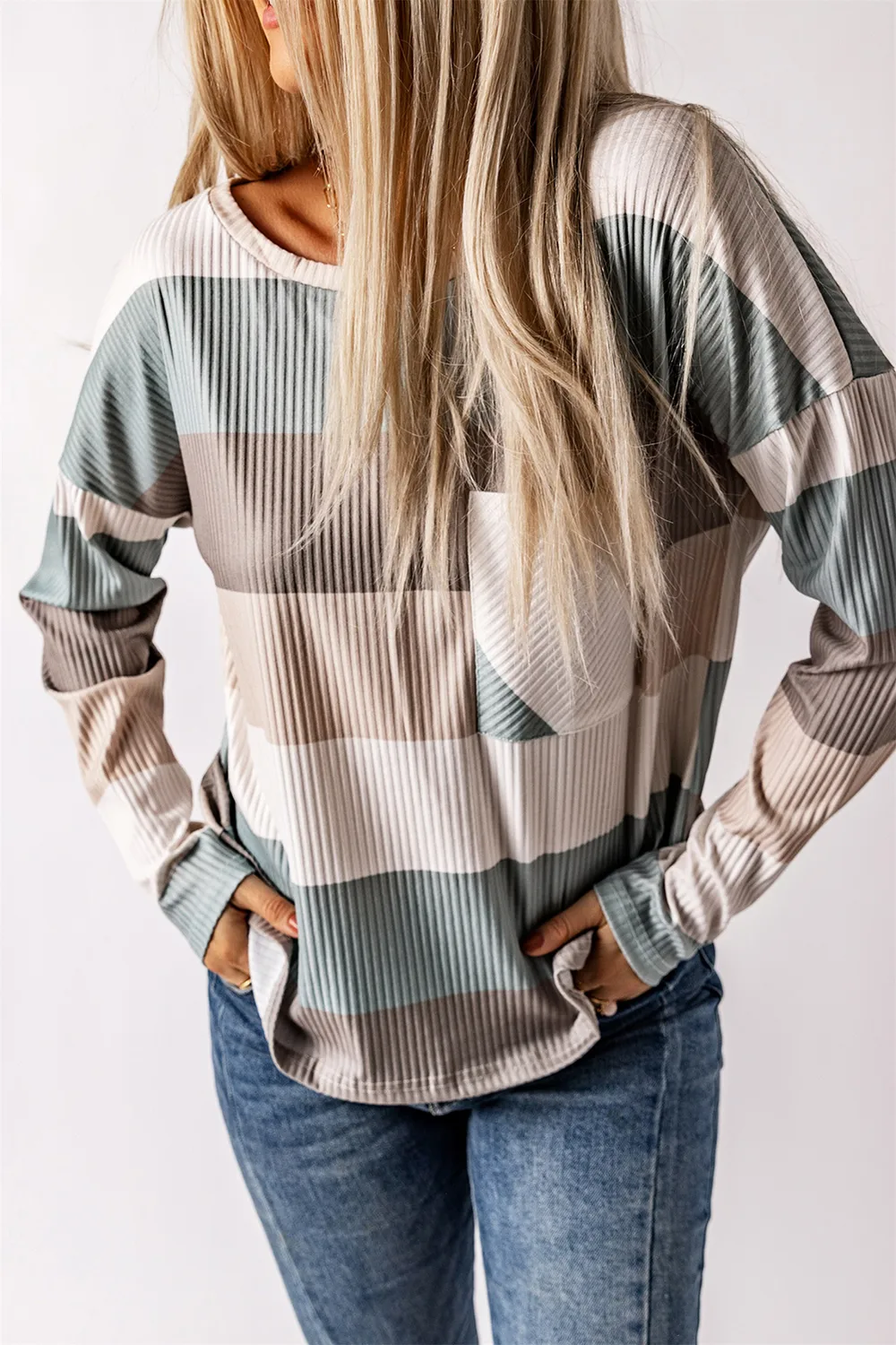 Wide Stripe Top with Pocket, image 7