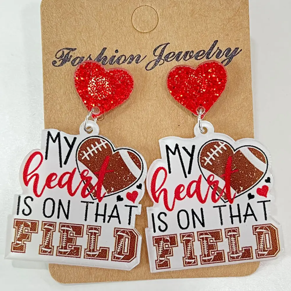 Heart Shape Sports Theme Acrylic Dangle Earrings, image 6