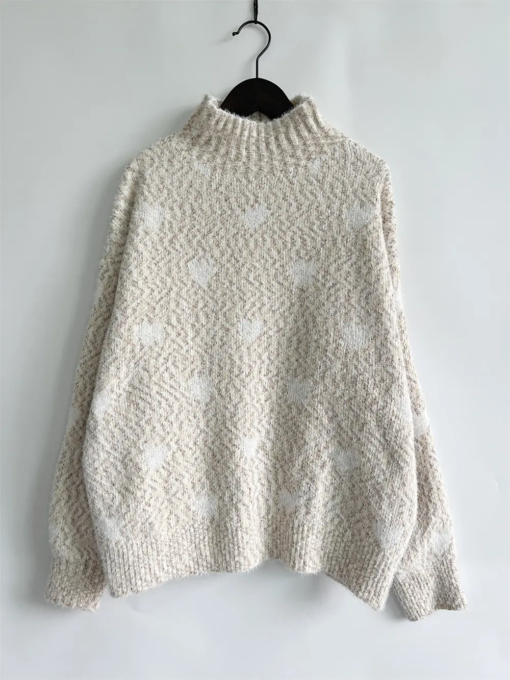 Heart Heathered Turtleneck Drop Shoulder Sweater, image 12