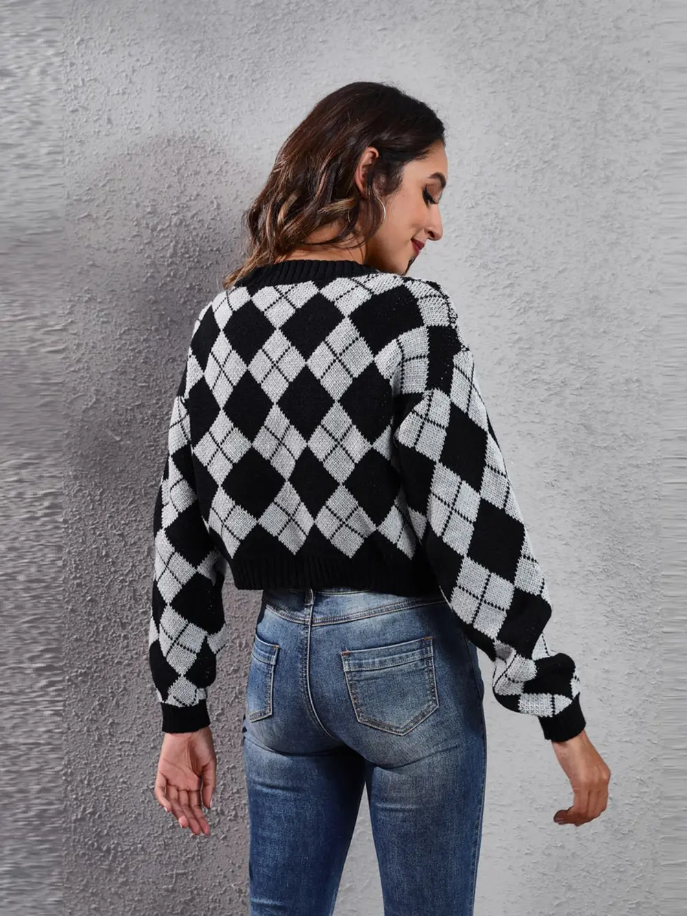 Geometric Button Up Long Sleeve Cardigan, image 12