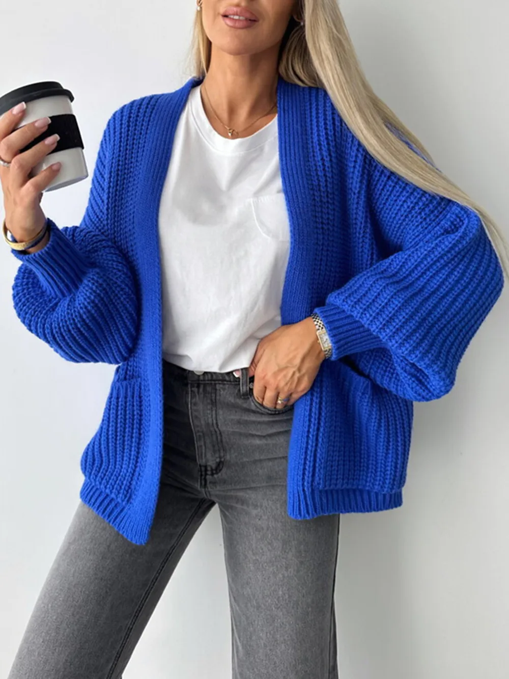 Open Front Dropped Shoulder Cardigan, image 17