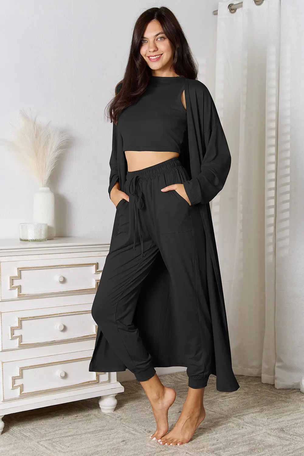 Tank, Pants, and Cardigan Set with Pockets, image 16