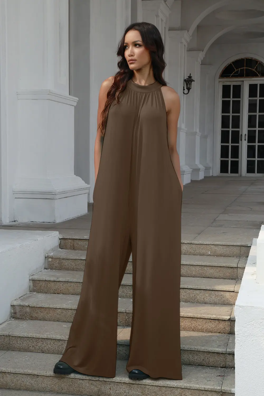 Full Size Tie Back Cutout Sleeveless Jumpsuit, image 8