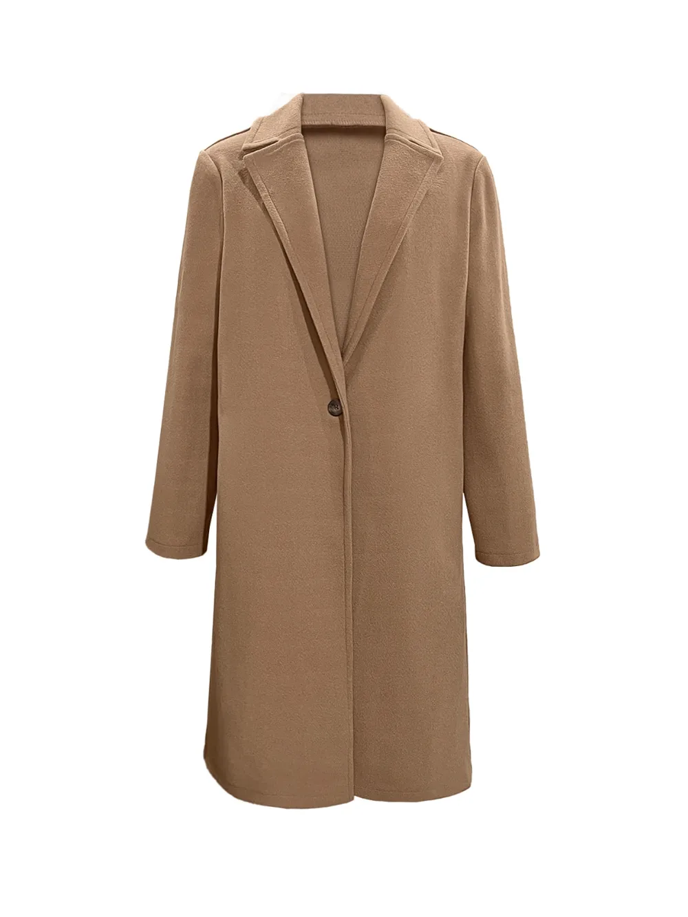 Collared Neck Button Up Long Sleeve Coat, image 2