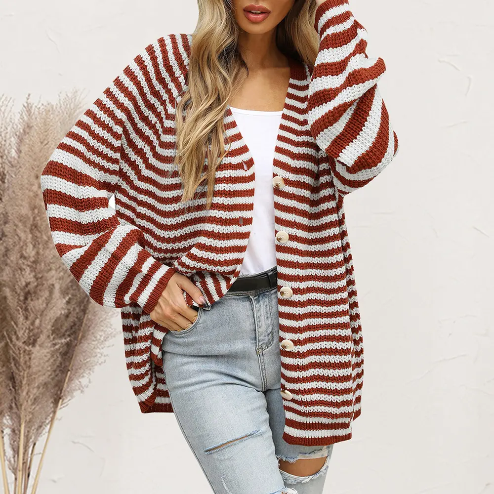 Striped Button Down Long Sleeve Cardigan, image 10