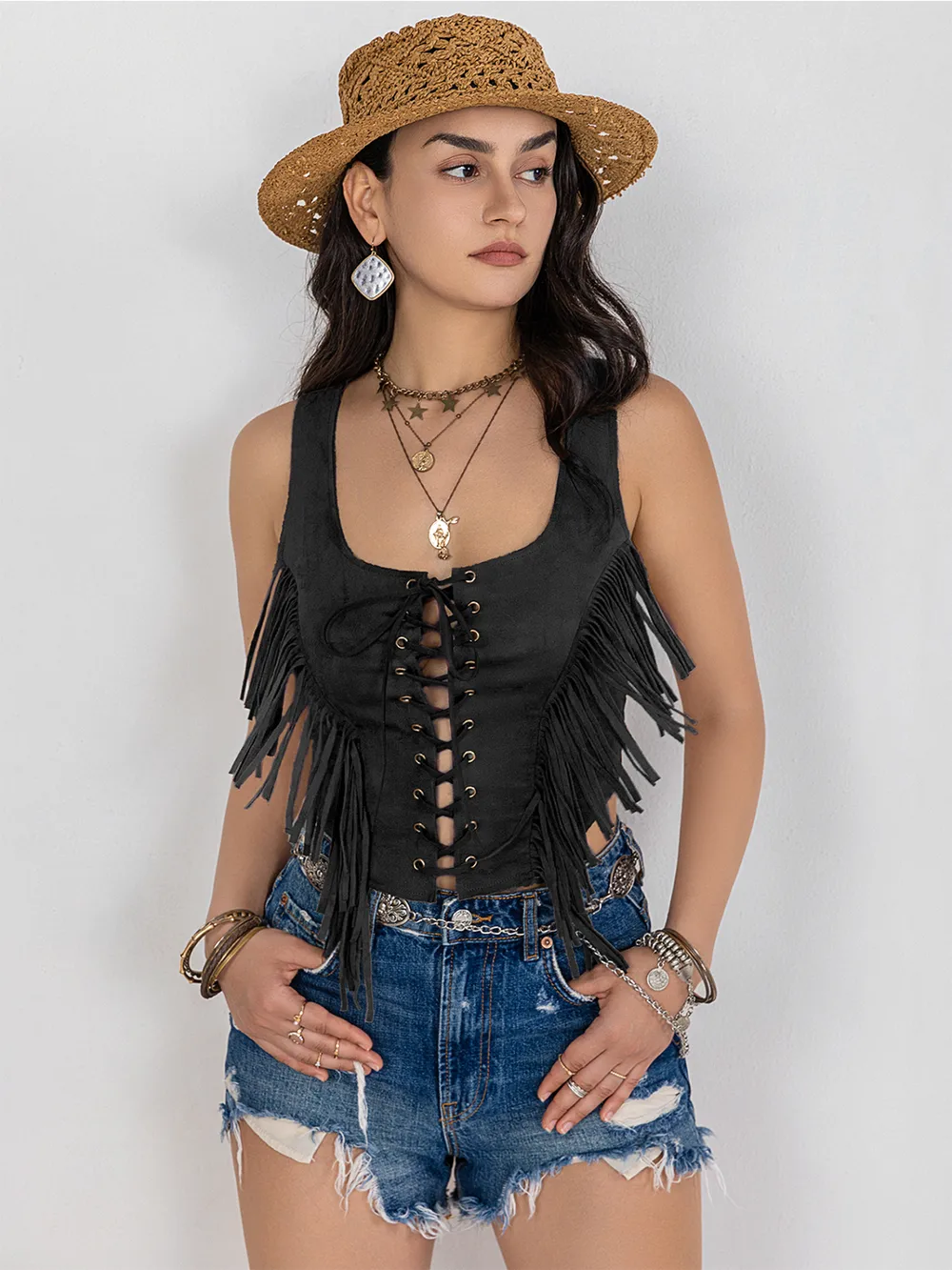 Fringe Lace-Up Vest, image 13