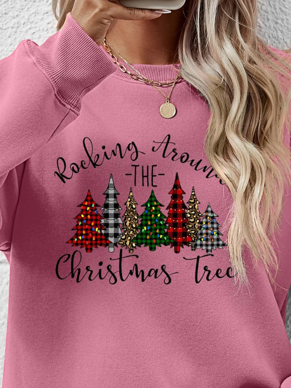 Christmas Tree Graphic Round Neck Sweatshirt, image 12