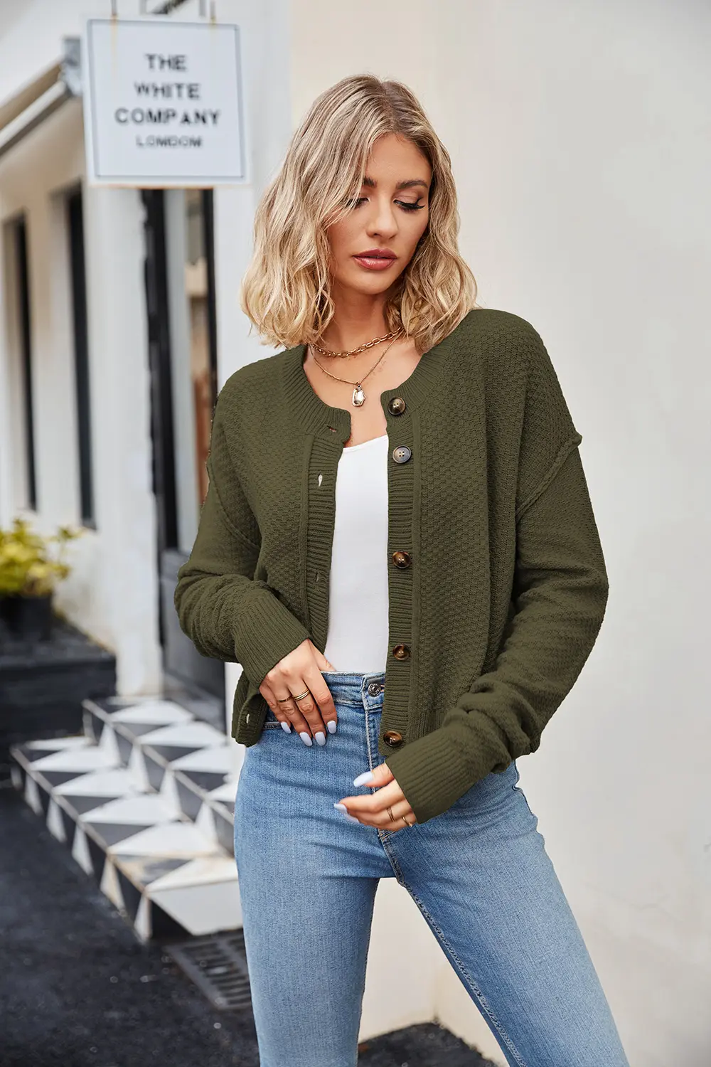 Button Down Exposed Seam Cardigan, image 14