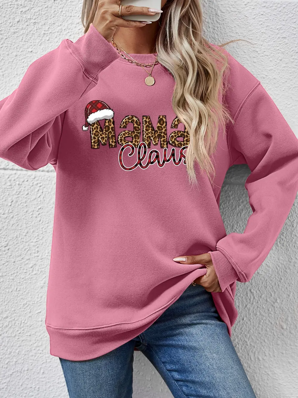 Round Neck Letter Graphic Long Sleeve Sweatshirt, image 13