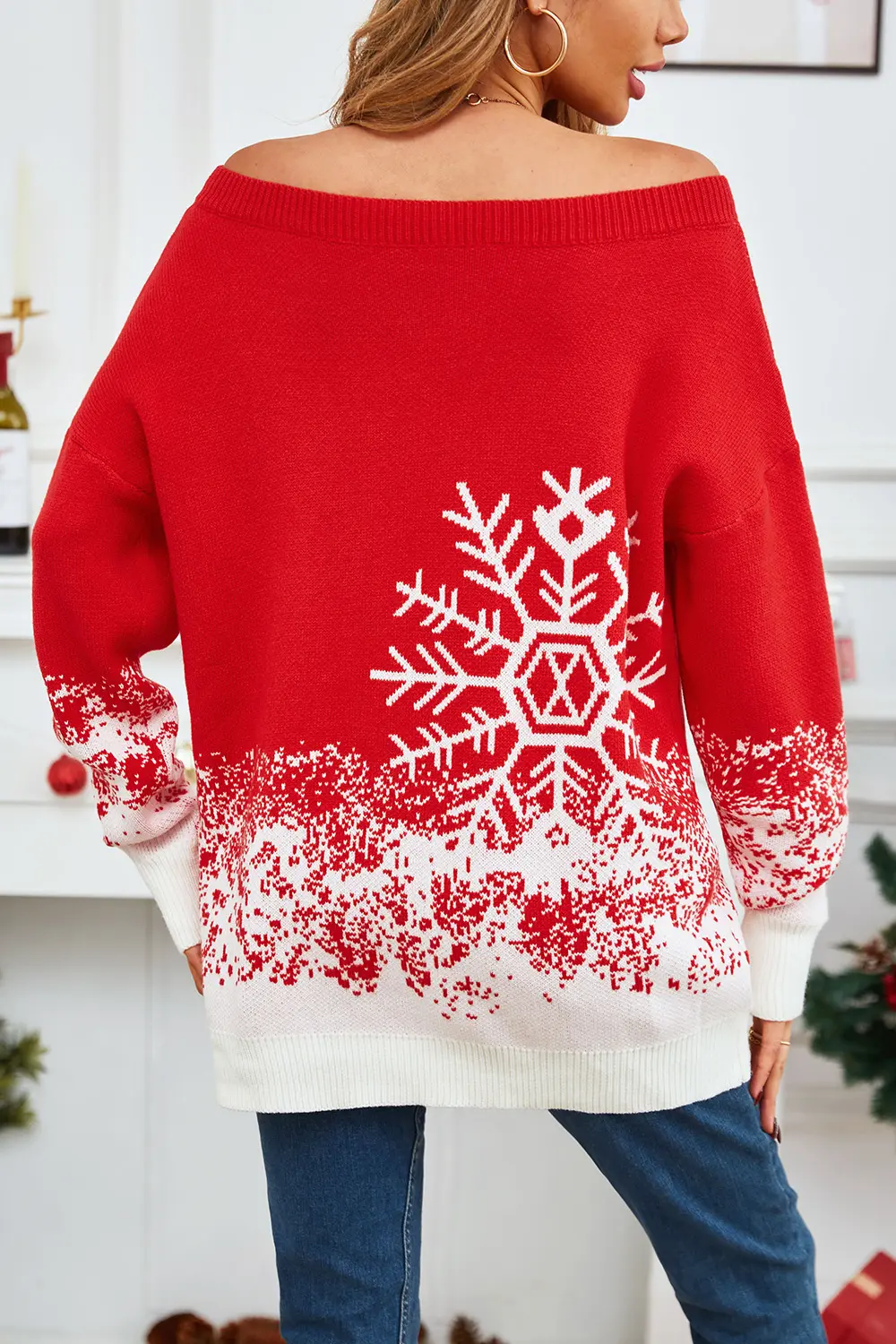 Off-Shoulder Long Sleeve Sweater, image 2