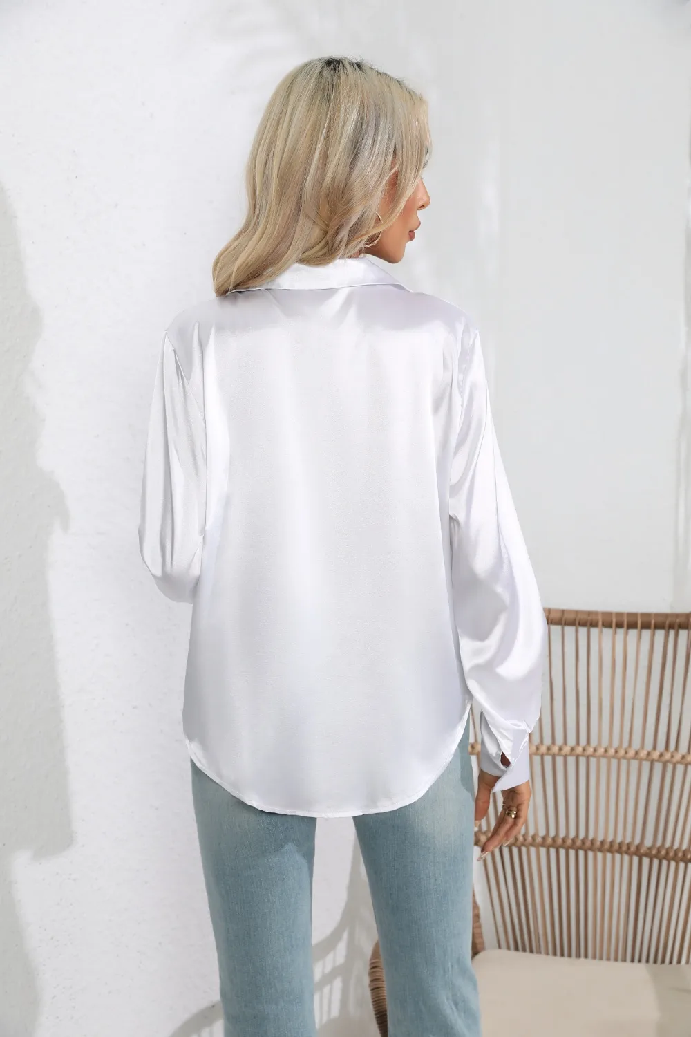 Lapel Collar Button Up Long Sleeve Shirt, image 7