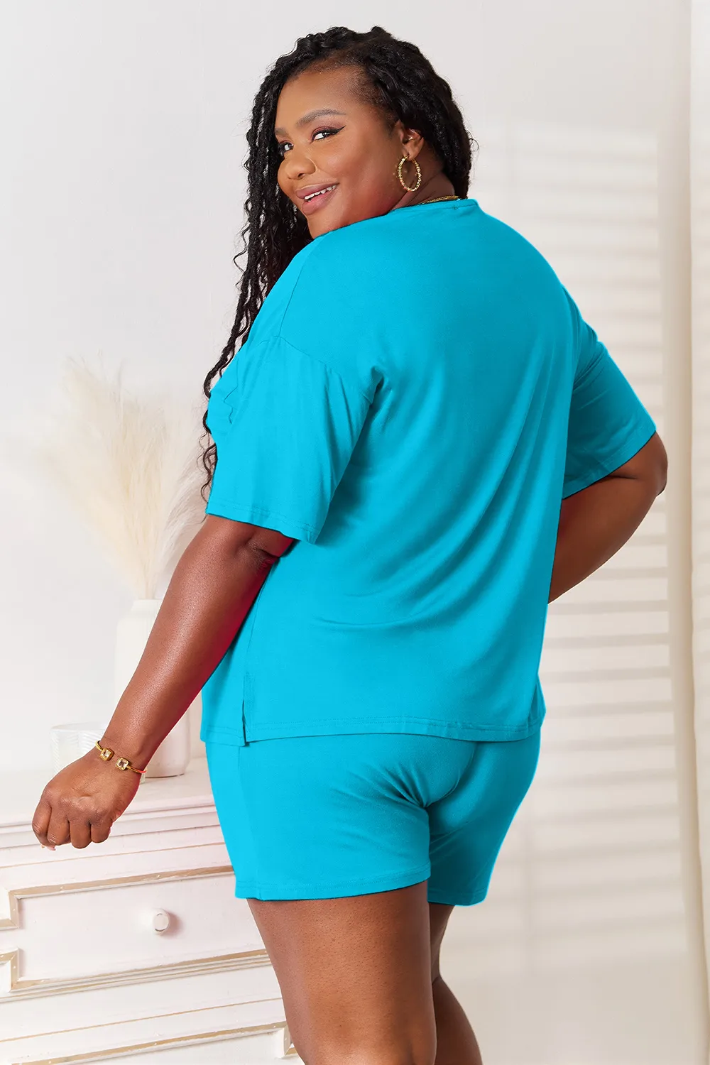 Full Size Soft Rayon Half Sleeve Top and Shorts Set, image 22