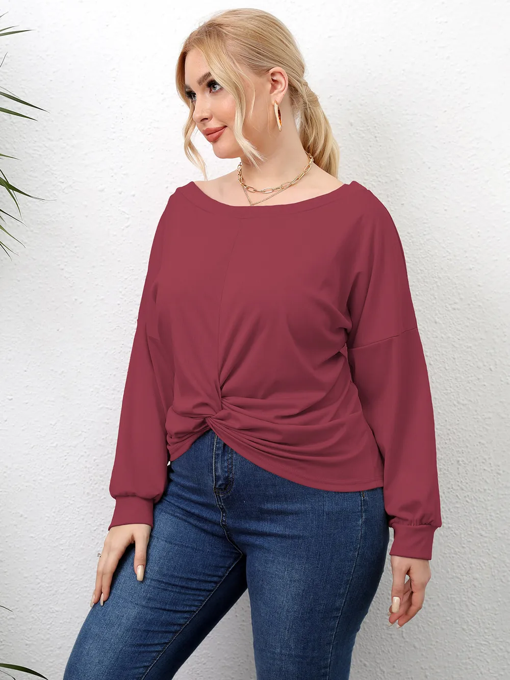 Plus Size Twisted Drop Shoulder T-Shirt, image 8