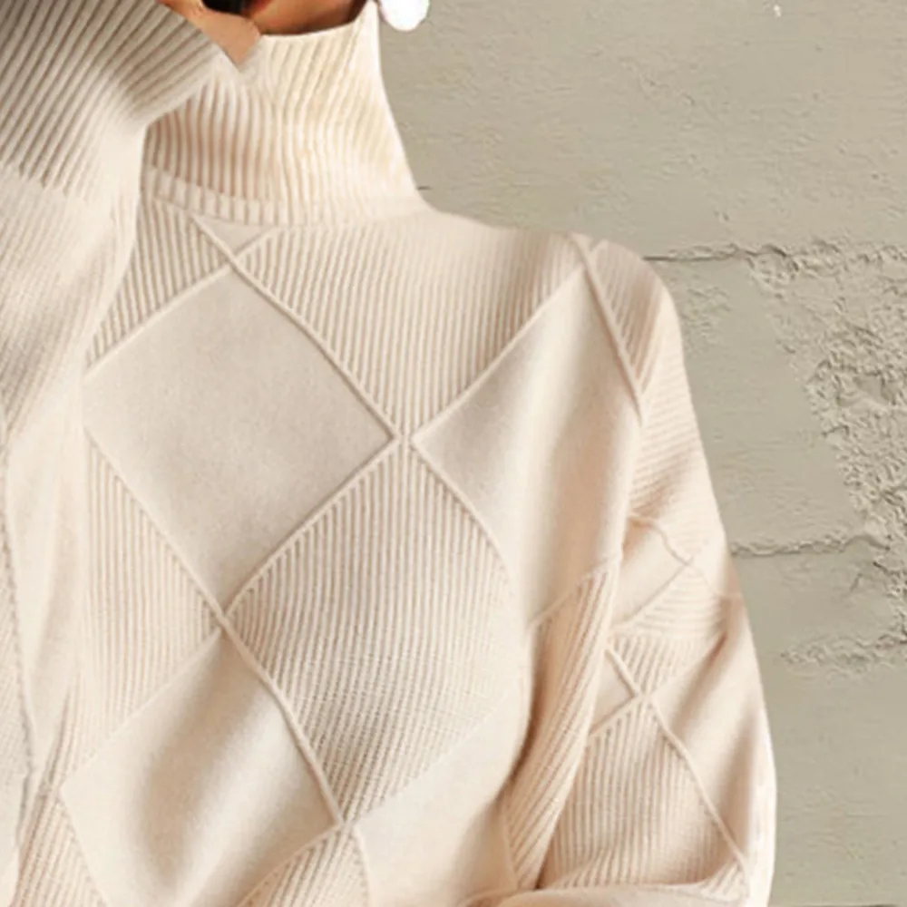 Geometric Turtleneck Long Sleeve Sweater, image 10