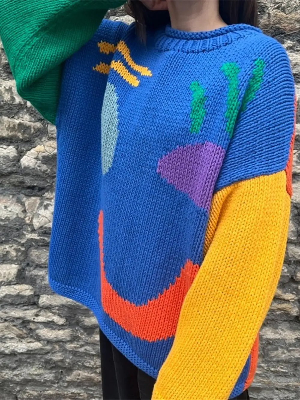 Contrast Drop Shoulder Long Sleeve Sweater, image 11