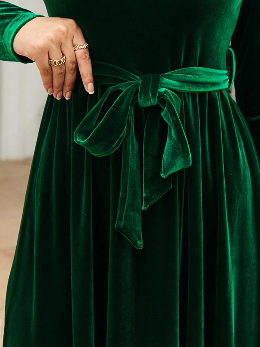 Tie Front Round Neck Long Sleeve Maxi Dress, image 19