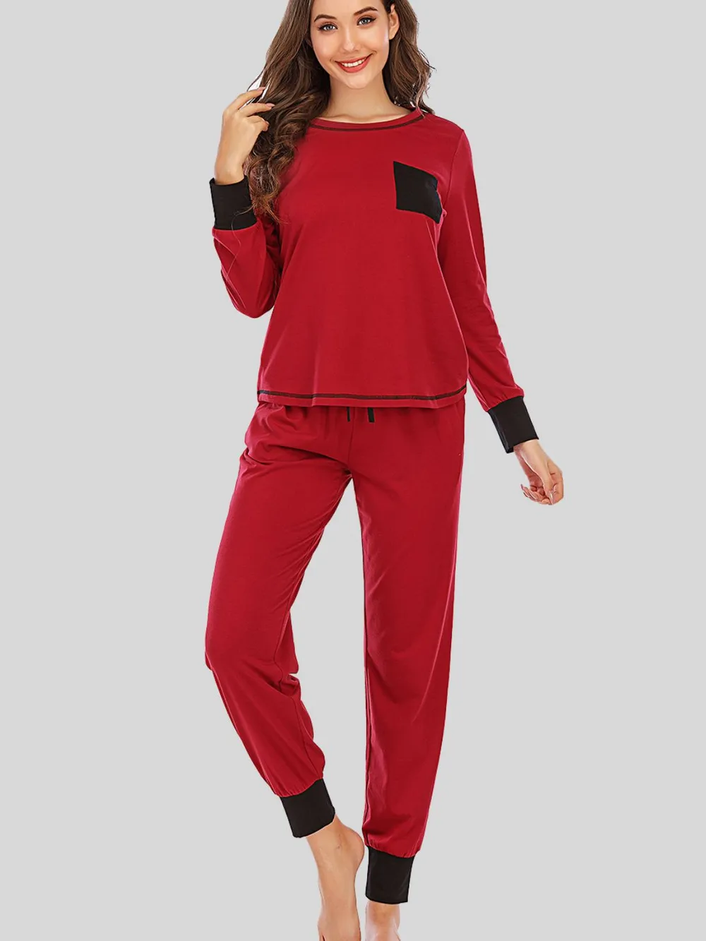 Round Neck Top and Pants Lounge Set, image 7
