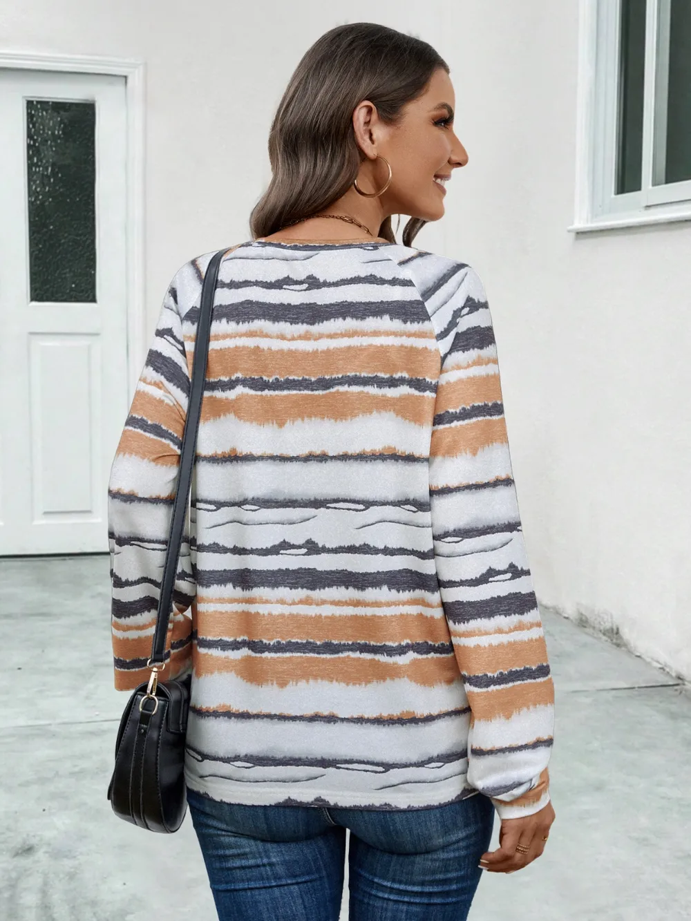 Striped V-Neck Long Sleeve T-Shirt, image 6