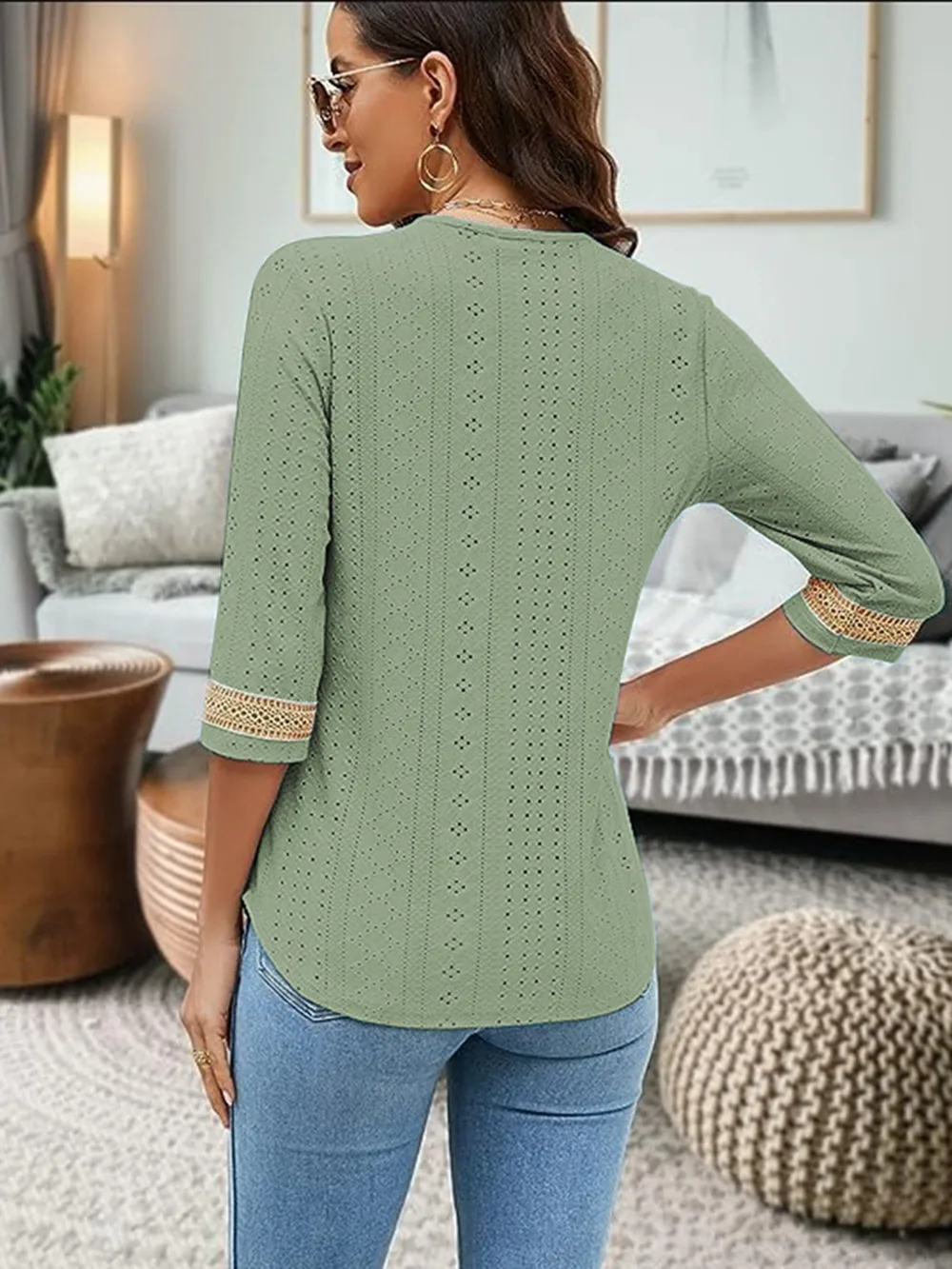 V-Neck Eyelet Blouse, image 21