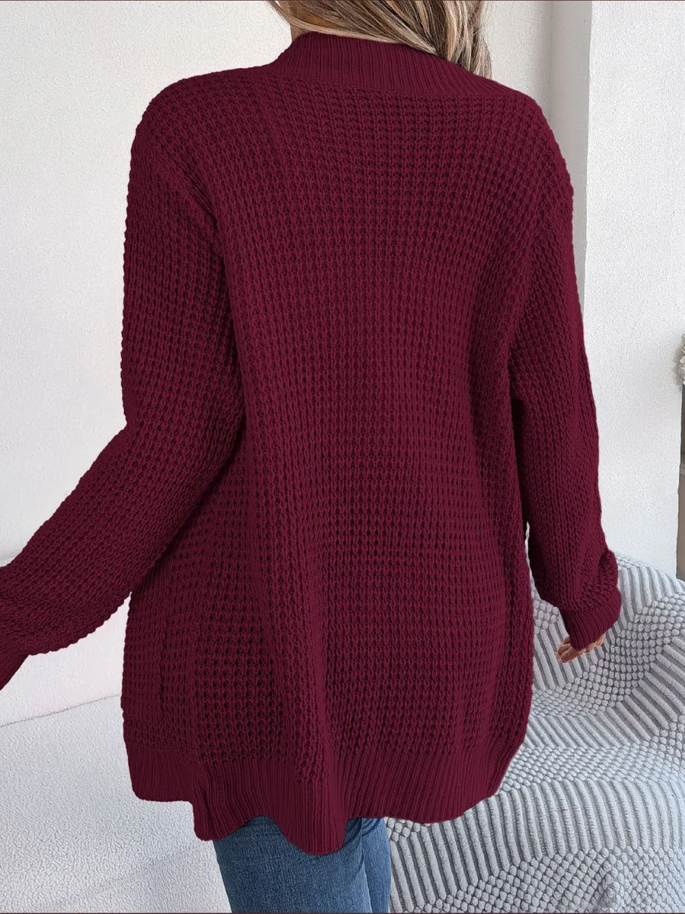 Open Front Long Sleeve Cardigan with Pockets, image 3
