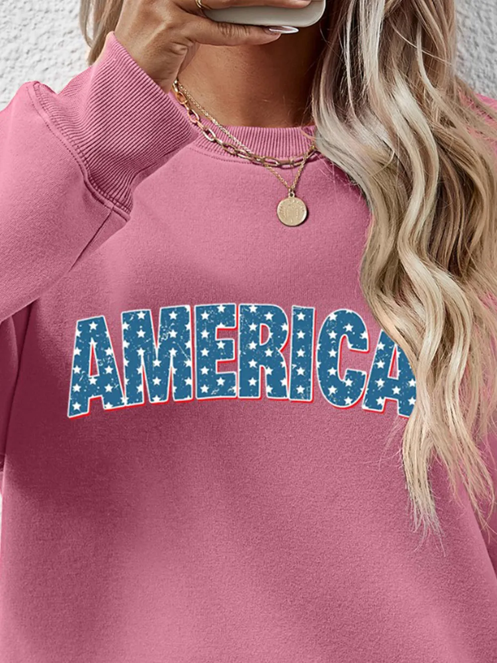 AMERICA Round Neck Dropped Shoulder Sweatshirt, image 12