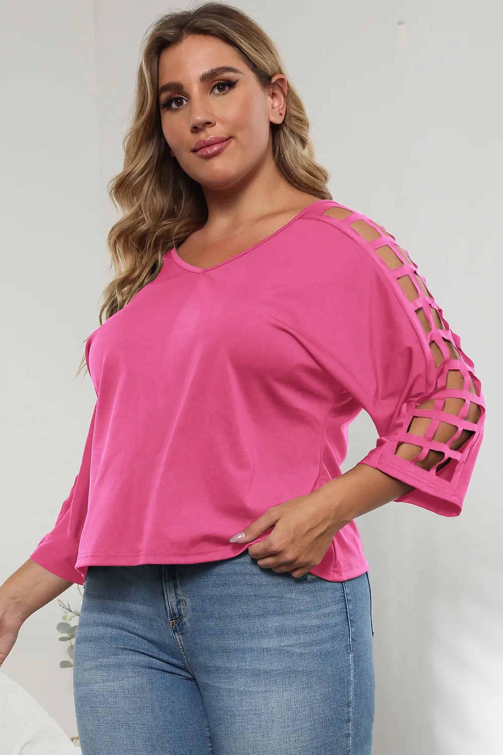 3/4 Sleeve Cutout Detail Top, image 19