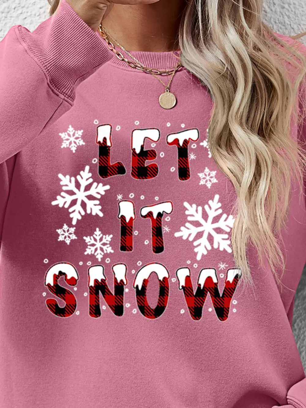 LET IT SNOW Round Neck Long Sleeve Sweatshirt, image 17