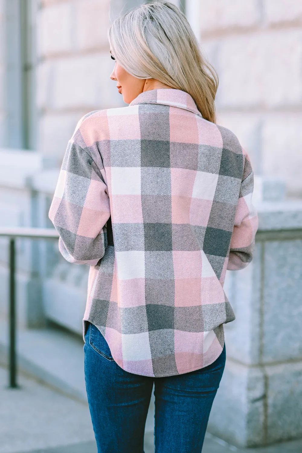Plaid Button Up Dropped Shoulder Jacket, image 12