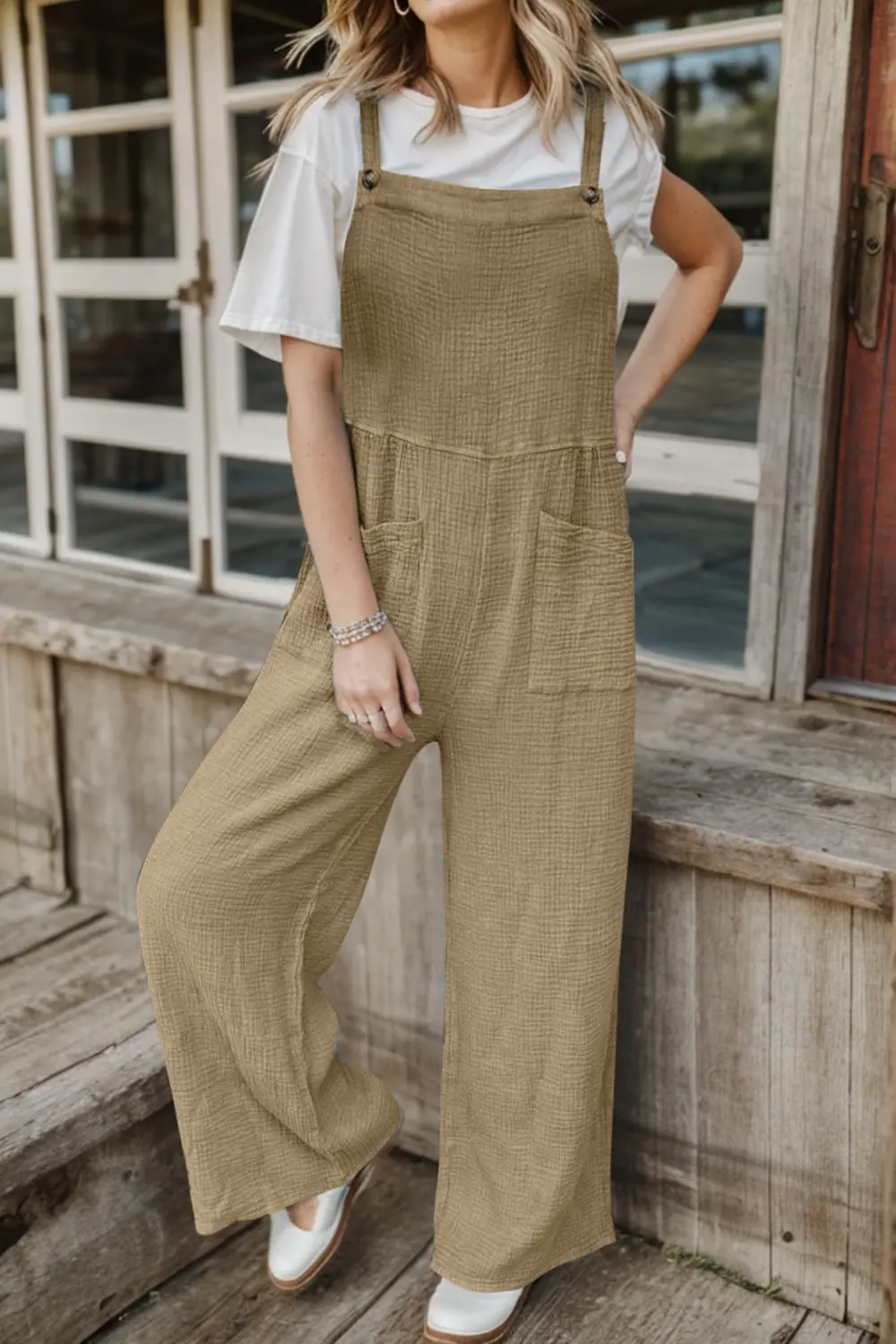 Full Size Wide Leg Front Pocket Jumpsuit, image 12