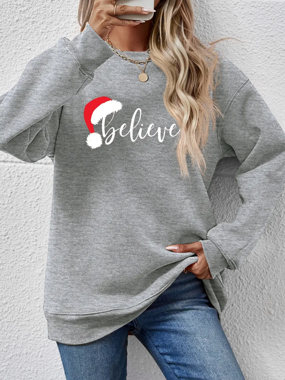 BELIEVE Graphic Long Sleeve Sweatshirt, image 2