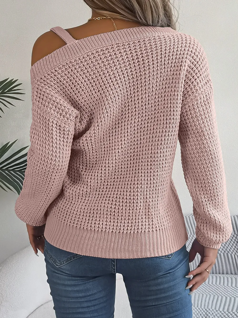 Asymmetrical Neck Long Sleeve Sweater, image 10