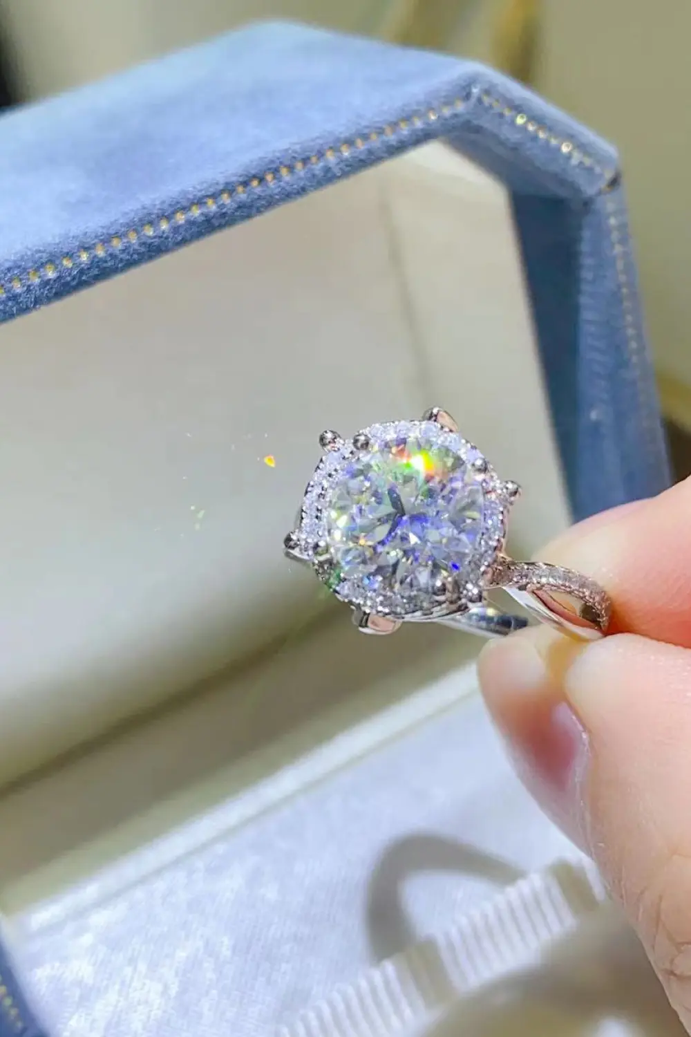 2 Carat Moissanite 925 Sterling Silver Ring, image 6