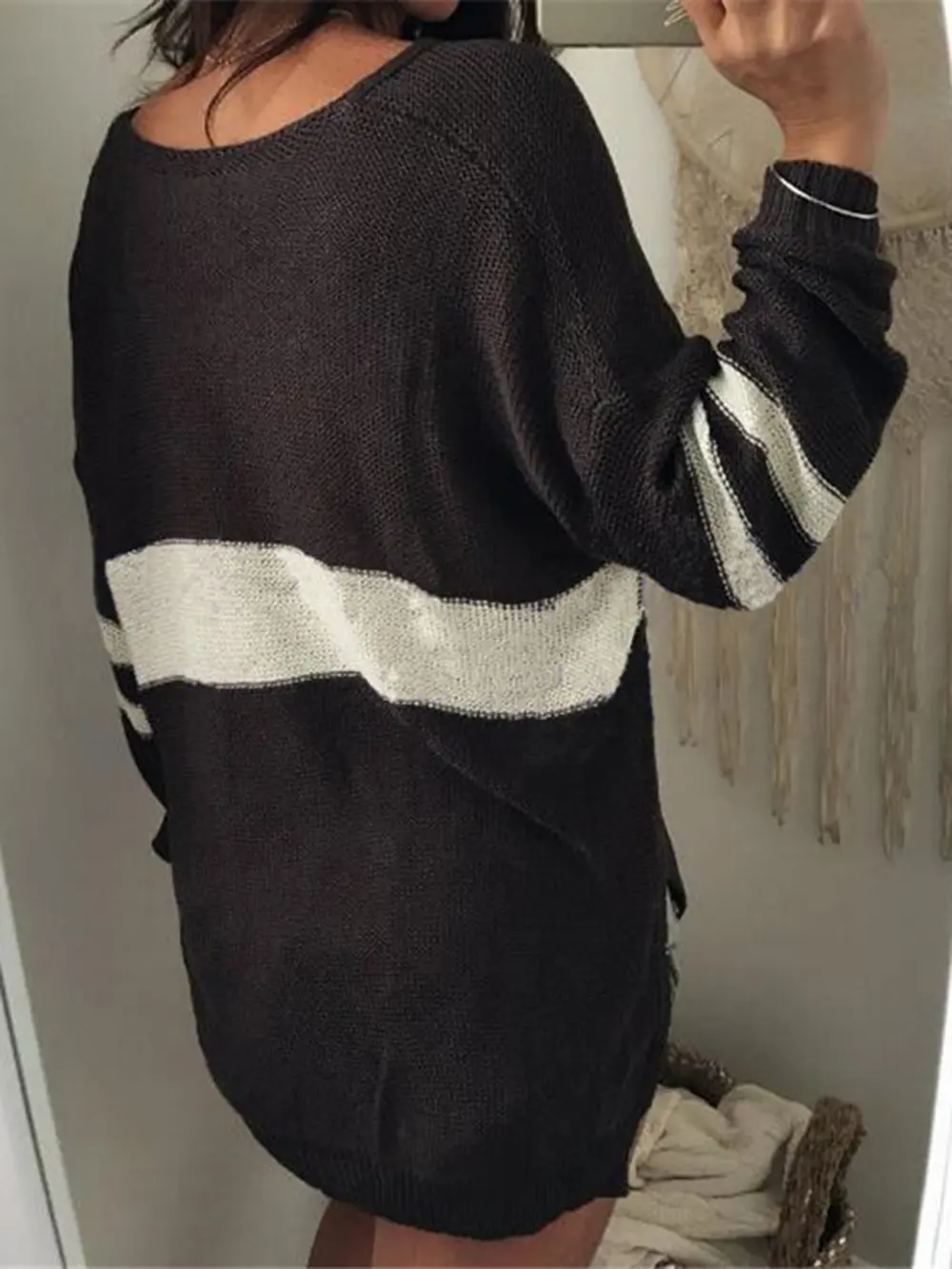 Striped V-Neck Long Sleeve Sweater, image 3