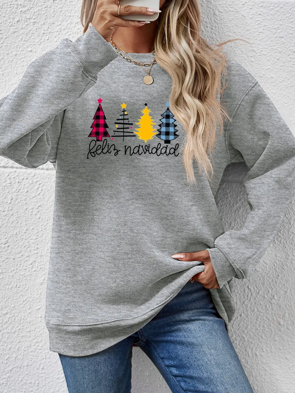 Round Neck Graphic Long Sleeve Sweatshirt, image 2