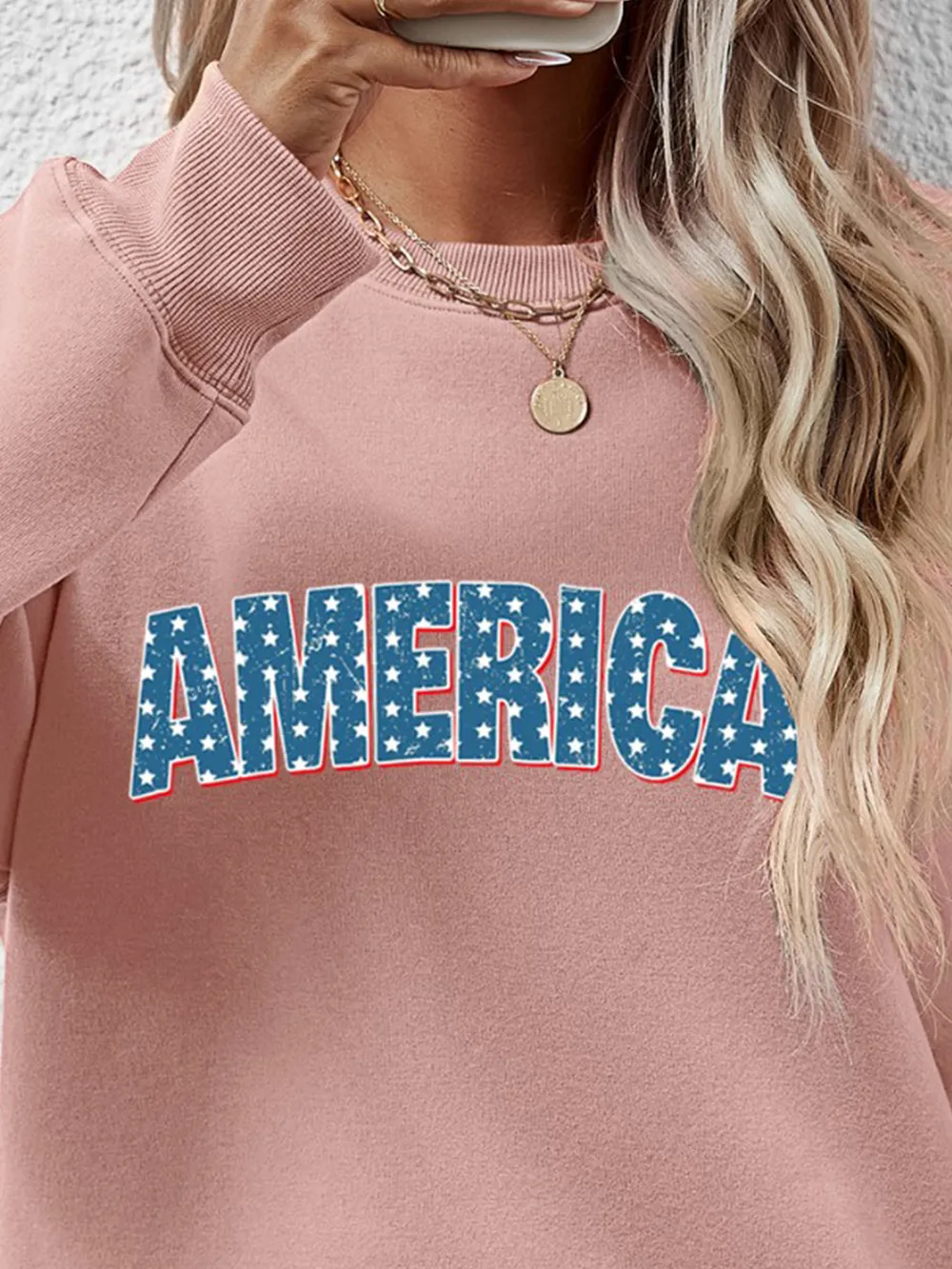 AMERICA Round Neck Dropped Shoulder Sweatshirt, image 20