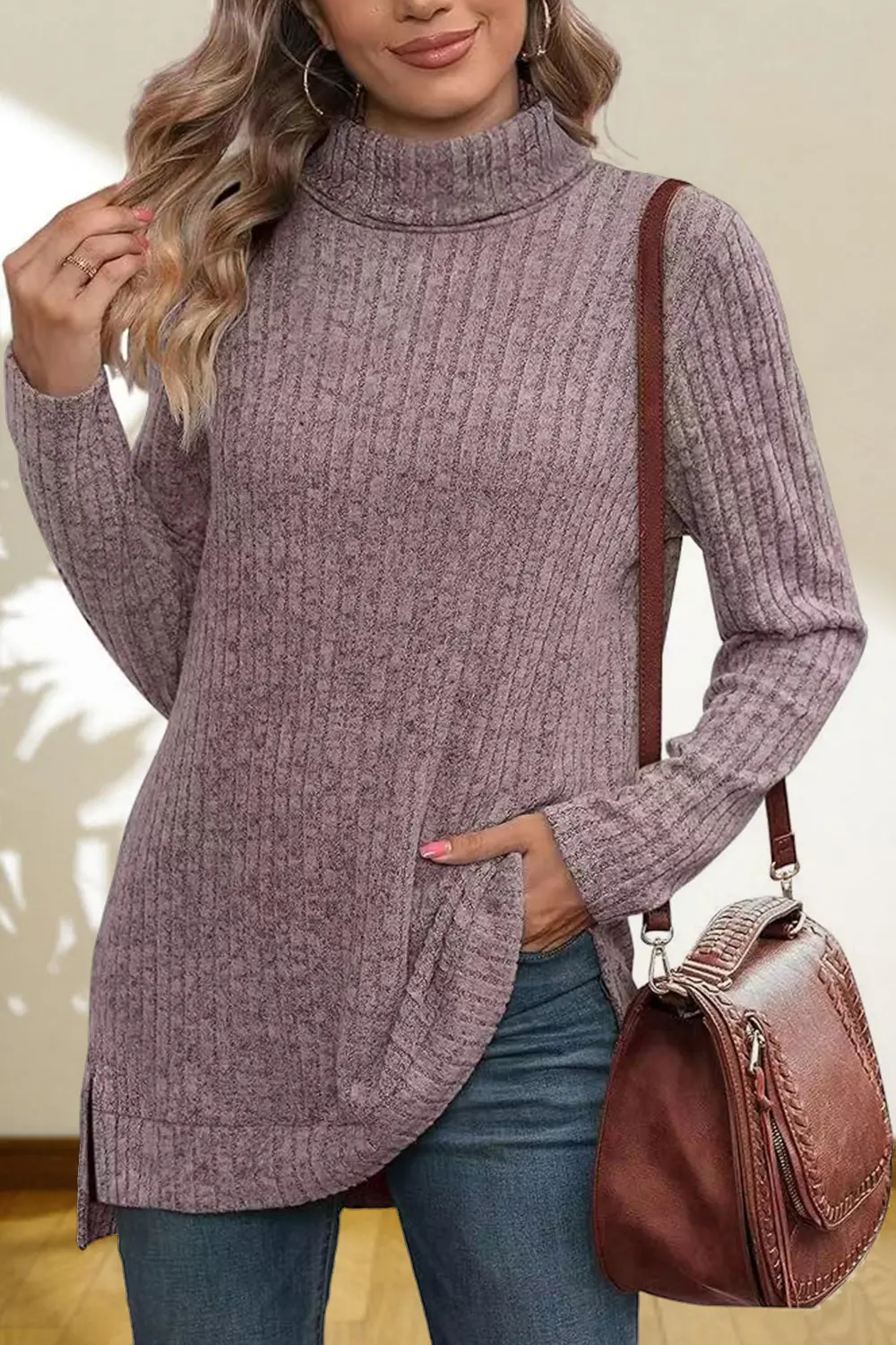 Turtleneck High Low Top, image 29