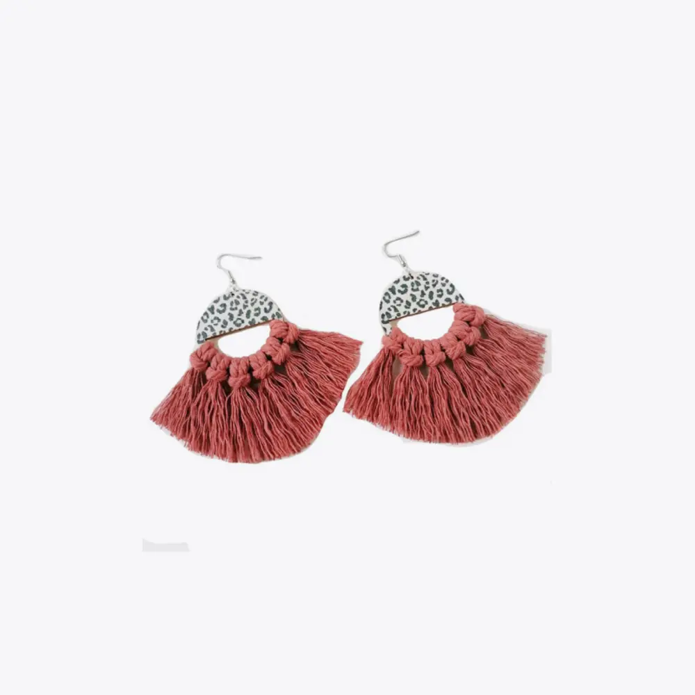 Tassel Detail Leopard Drop Earrings, image 9
