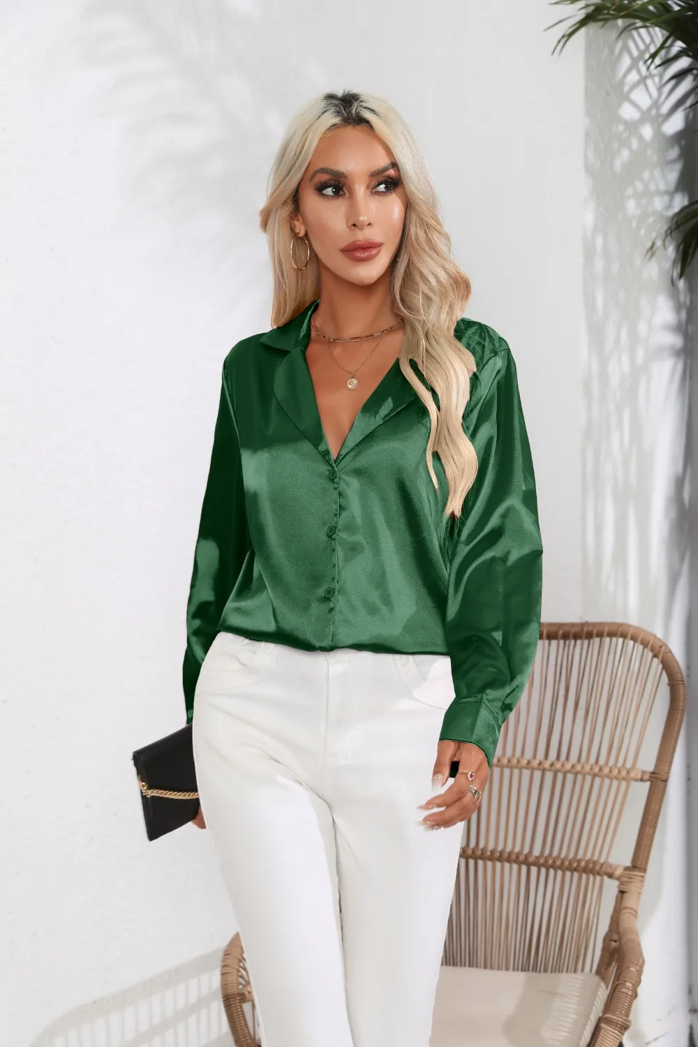 Lapel Collar Button Up Long Sleeve Shirt, image 13