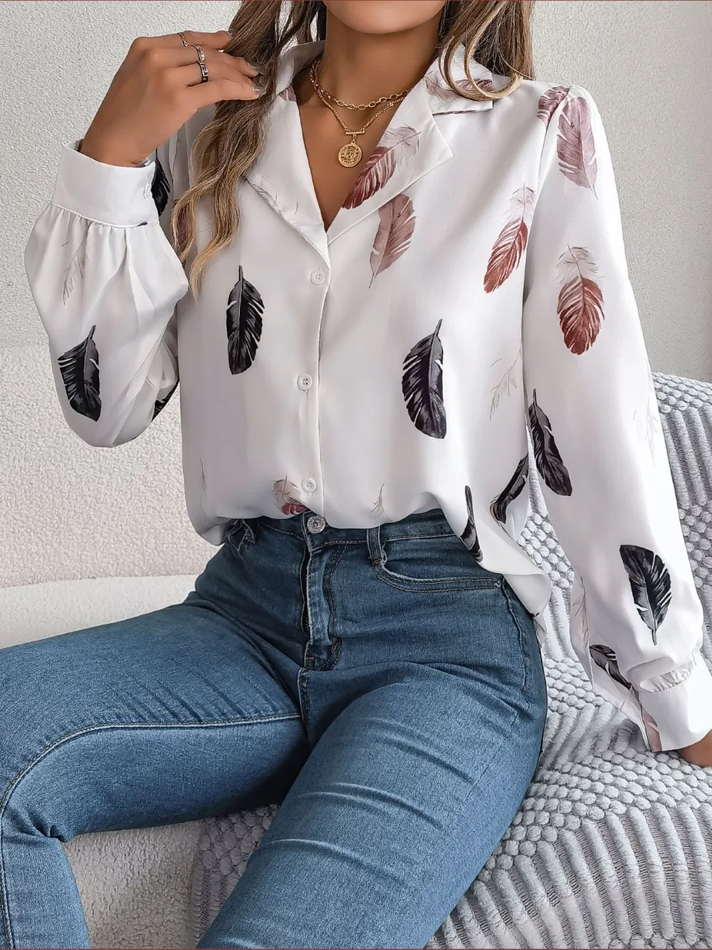 Button Up Printed Collared Neck Shirt, image 2
