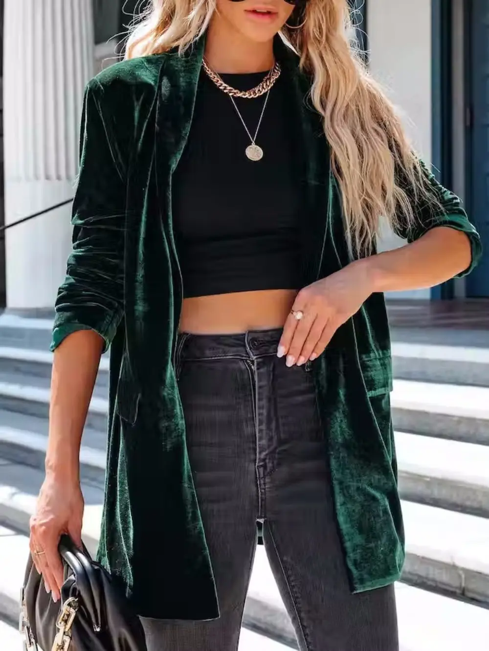 Button Up Long Sleeve Blazer with Pocket, image 11