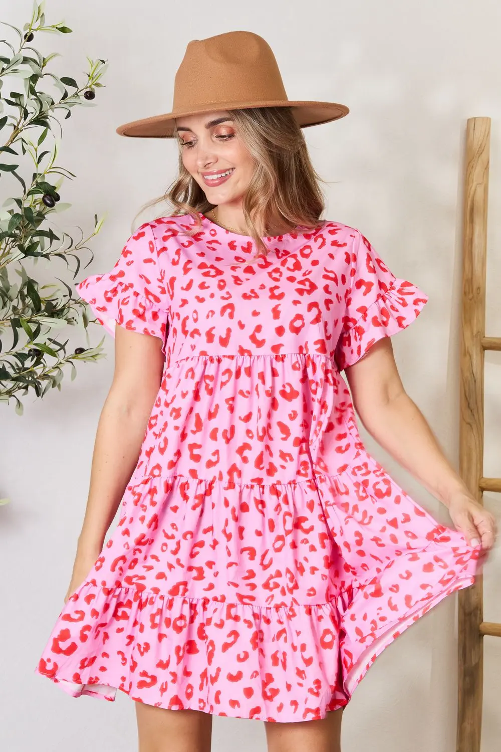 Short Flounce Sleeve Tiered Dress, image 9