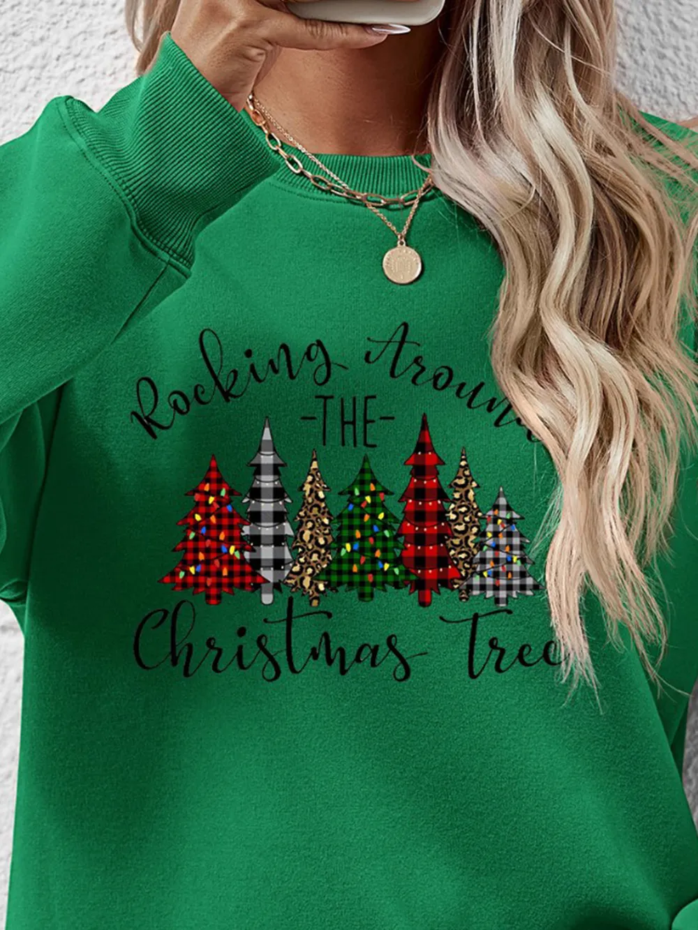 Christmas Tree Graphic Round Neck Sweatshirt, image 26