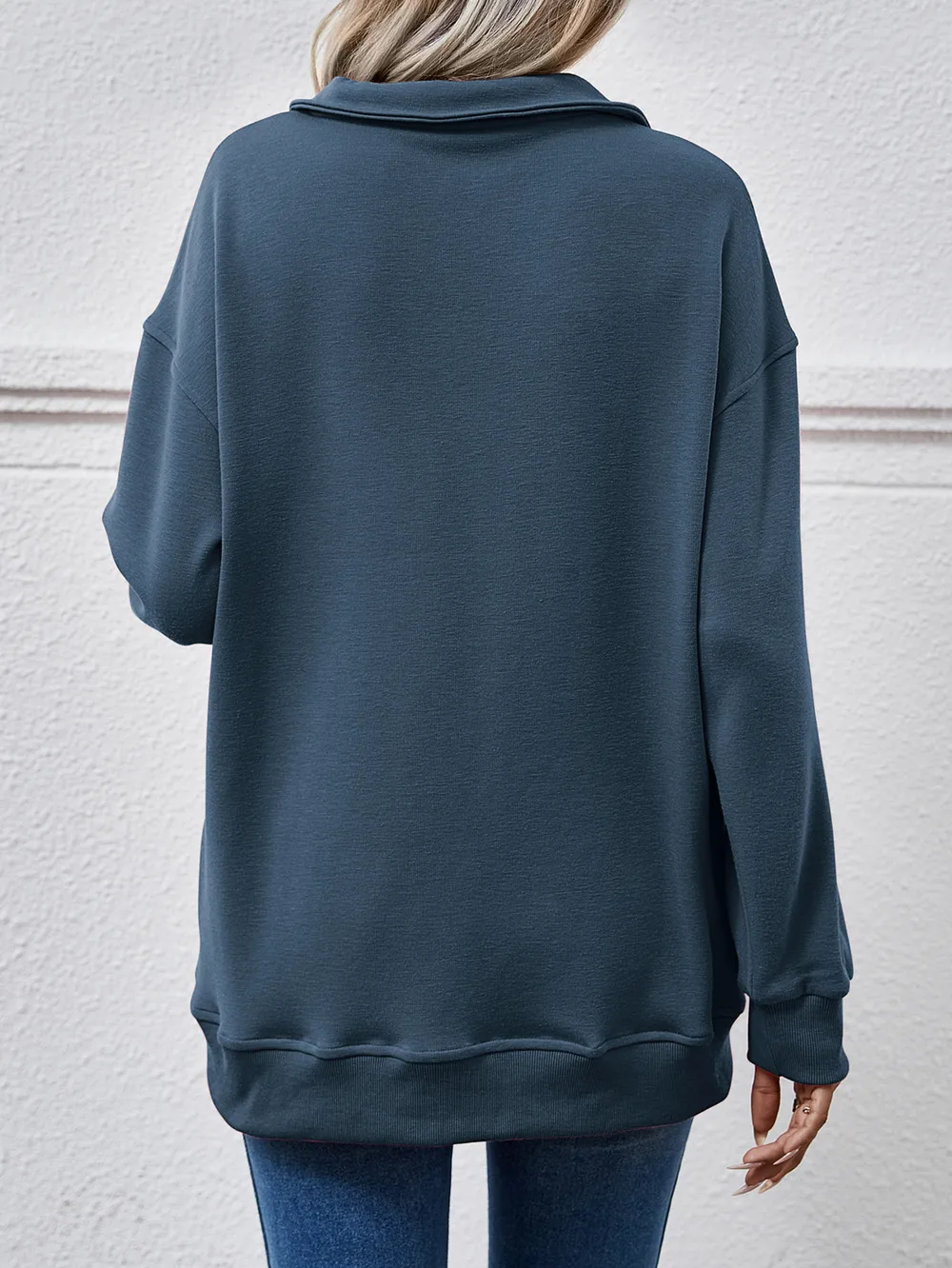 Collared Neck Dropped Shoulder Sweatshirt, image 15