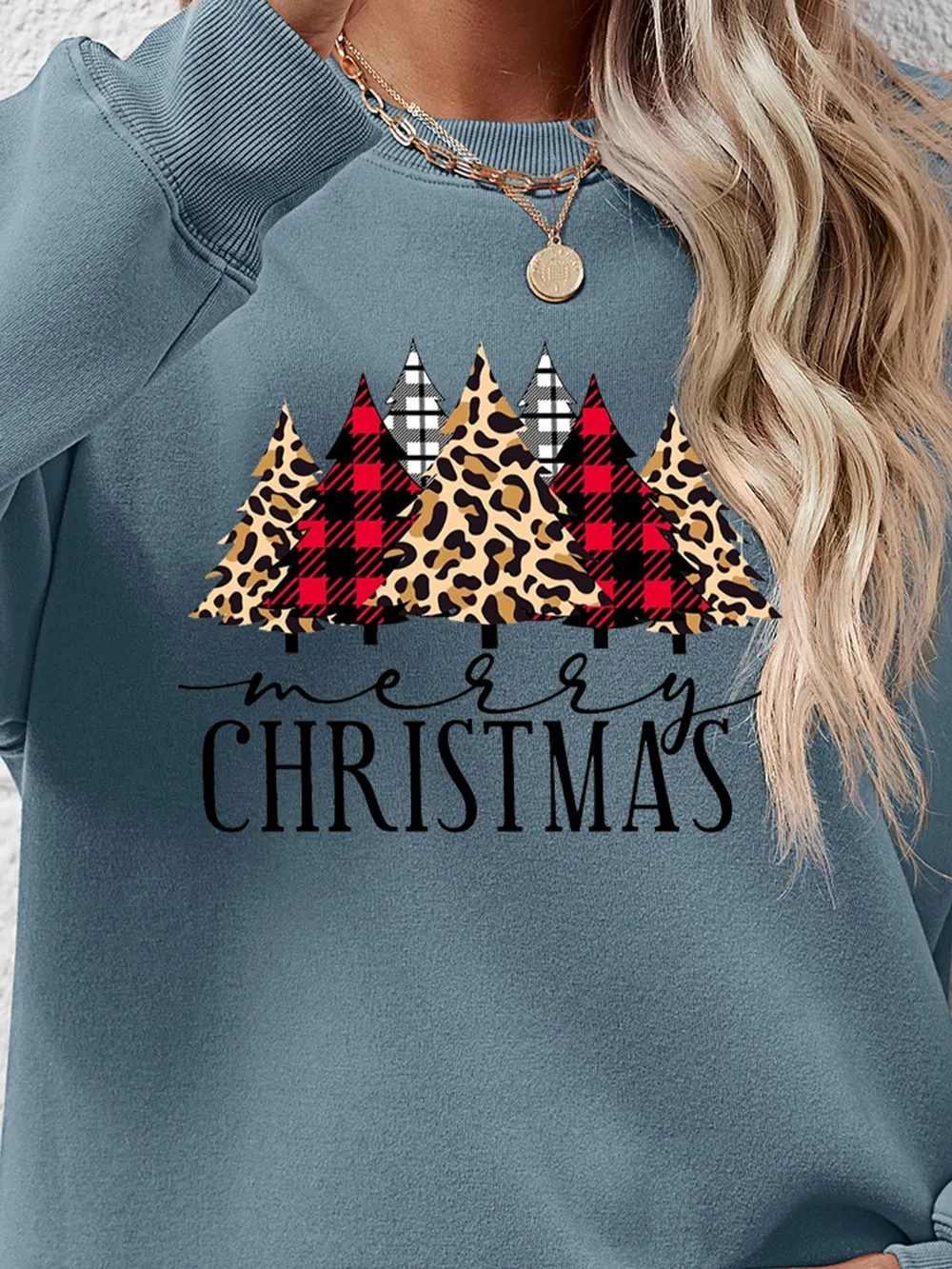 MERRY CHRISTMAS Round Neck Long Sleeve Sweatshirt, image 7